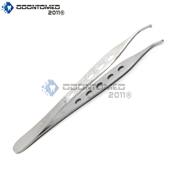 ODM Adson Tissue 1x2 Curved Micro Plastic Surgery Forceps Hole Style Handle