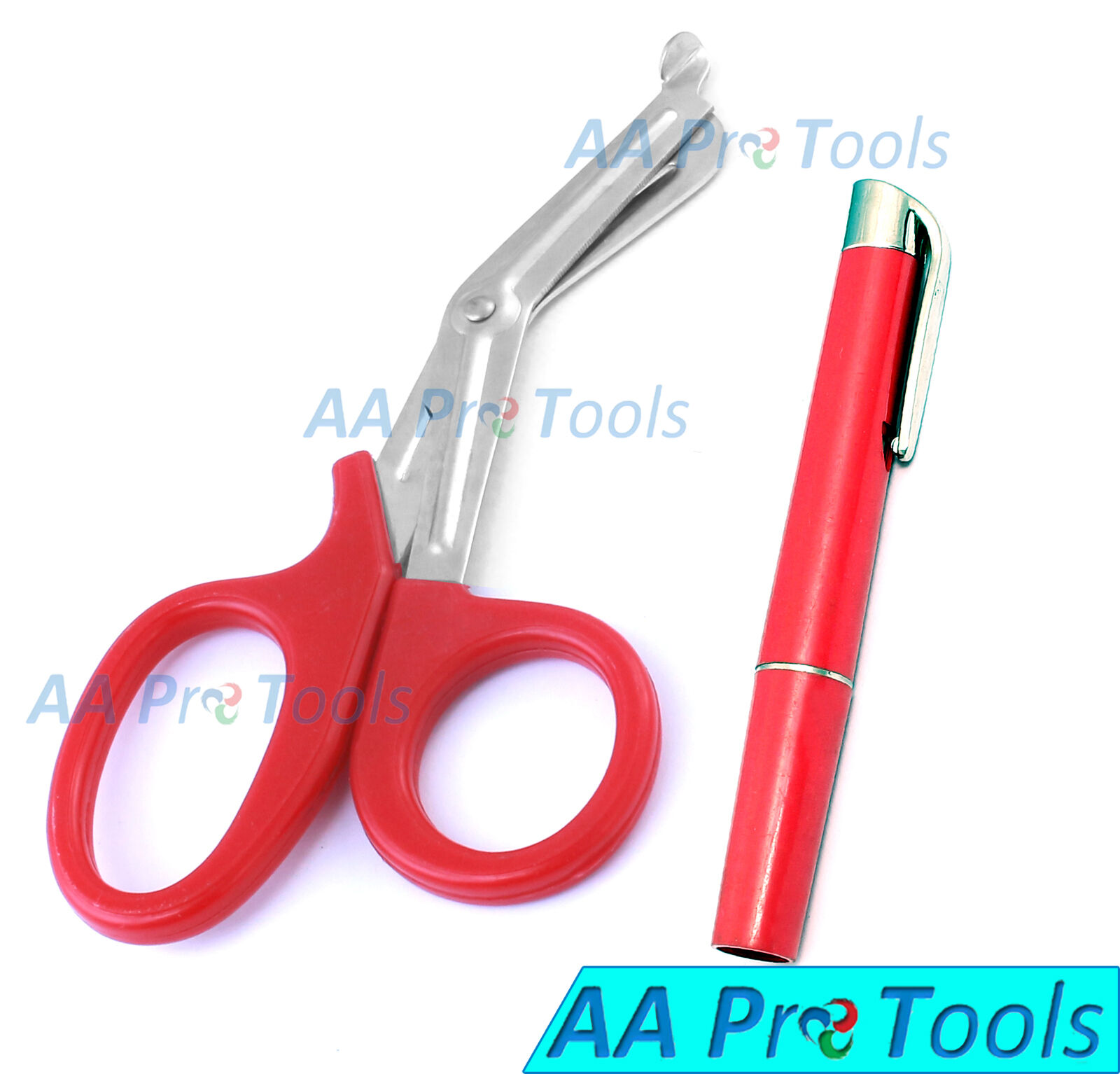 Red-Trauma-Paramedic-Shears-Scissors-75-Led-Reusable-Penlight-Pupil-Gauge-252914380979