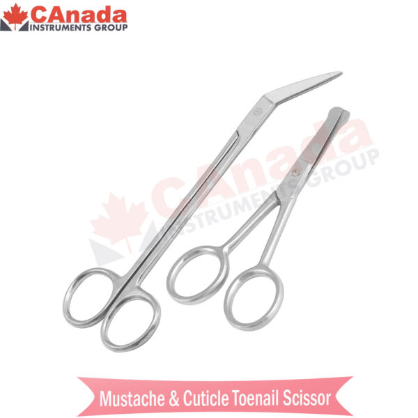 Set Of 2 Mini Mustache Ear Nose Scissors Cuticle Ingrown Toenail Trimming Shears
