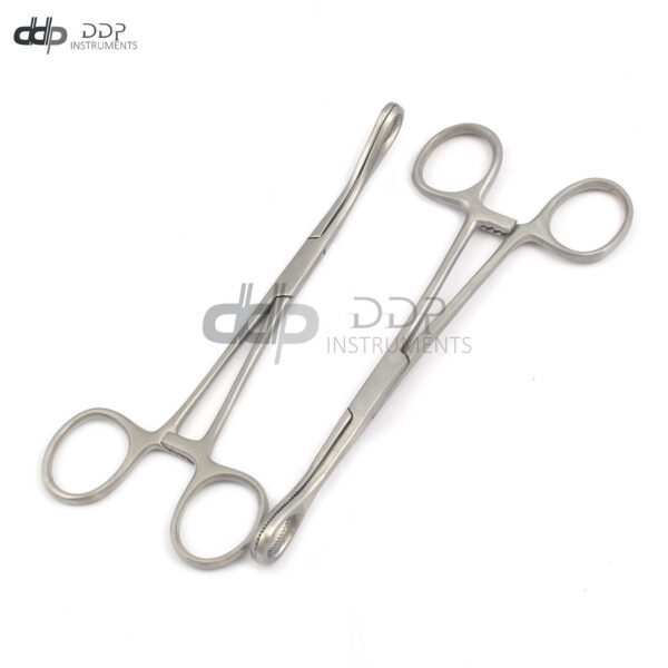 Set Of 2 Sponge Forceps 7" Straight+Curved Serrated Surgical Instruments