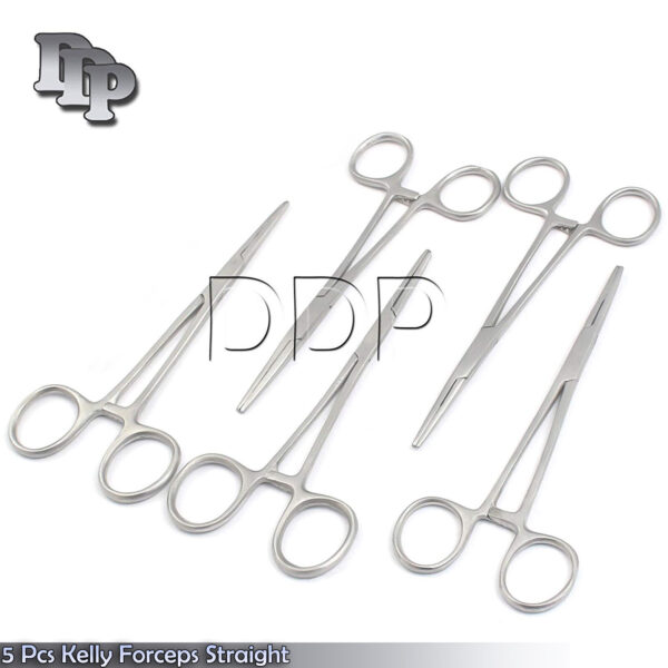 Set of 5 Pcs Dental Hemostat Kelly Locking Forceps 5.5" Straight Surgical Pliers